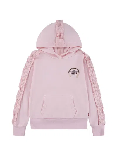 Levi's Kids' Ruffled-detail Graphic Hoodie In Pink
