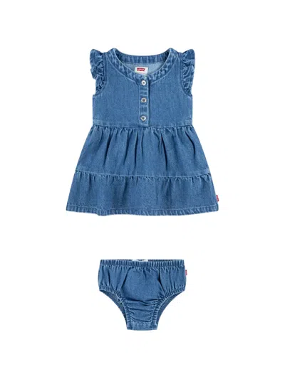 Levi's Babies' Ruffled Tiered Dress Set (set Of Two) In Blue