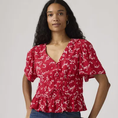 Levi's Ryan Short-sleeve Crepe Blouse In Pink