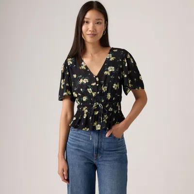 Levi's Ryan Short-sleeve Crepe Blouse In Blake Brushstroke Fl