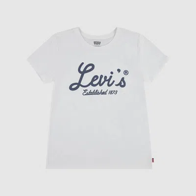Levi's Script Logo Tee Big Girls 7-16 T-shirt L In White