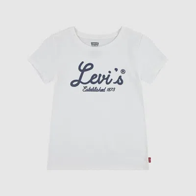 Levi's Levis Script Logo Tee Little Girls 4-6x T-shirt 4 In White