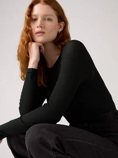 Levi's Sheer Long Sleeve Layering Top In Black