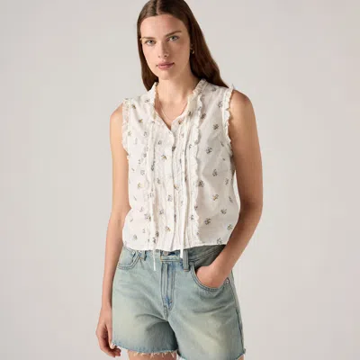Levi's Shelby Sleeveless Slim Blouse In Runa Floral Egret