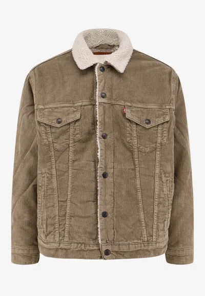 Levi's Sherpa Corduroy Jacket In Brown