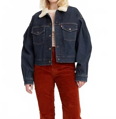 Levi's Sherpa Denim Jacket In Warm Feeling In Blue