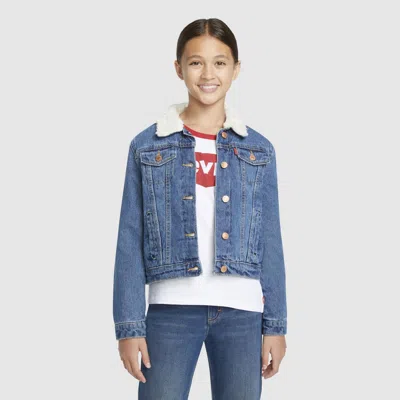 Levi's Sherpa Trucker Jacket Big Girls S-xl L In Blue