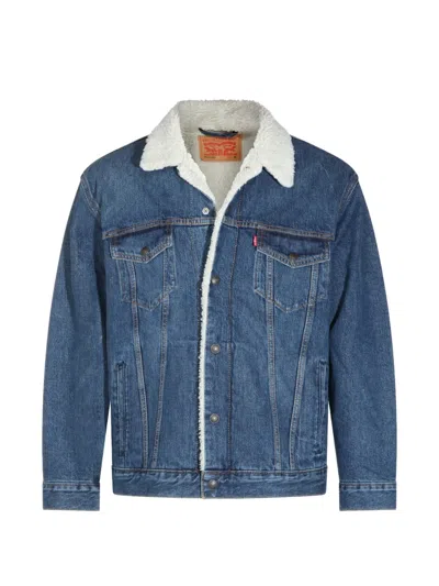 Levi's Sherpa-collar Denim Jacket In Blue
