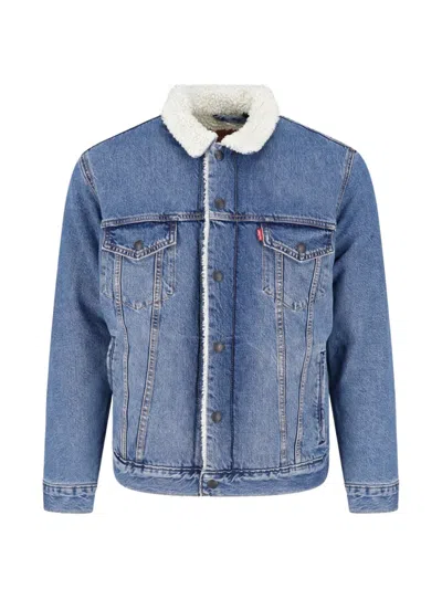Levi's Sherpa-collar Denim Jacket In Blue