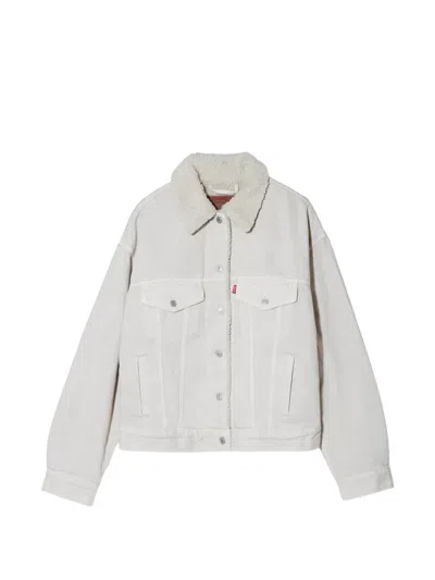 Levi's Sherpa-collar Denim Jacket In Neutral