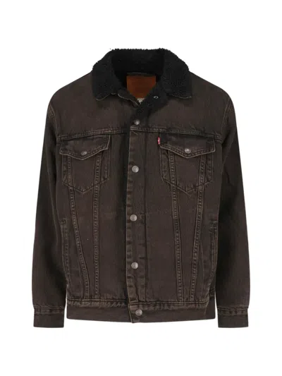 Levi's Sherpa-collar Denim Jacket In Transparent