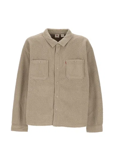 Levi's Sherpa-fleece Overshirt In Neutral