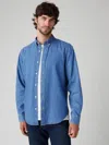 Levi's Shirts Man Levis A7210 0025 Authentic Button Down Woodrow Mid Wash In Blue