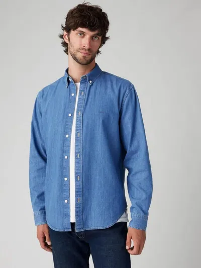 Levi's Shirts Man Levis A7210 0025 Authentic Button Down Woodrow Mid Wash In Blue