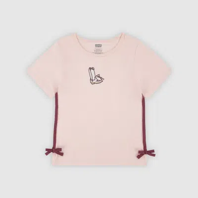 Levi's Short Sleeve Boot Icon Knit Top Big Girls 7-16 S In Pink