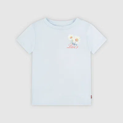 Levi's Short Sleeve Floral Stamp Graphic Tee Little Girls 4-6 T-shirt 6x In Blue