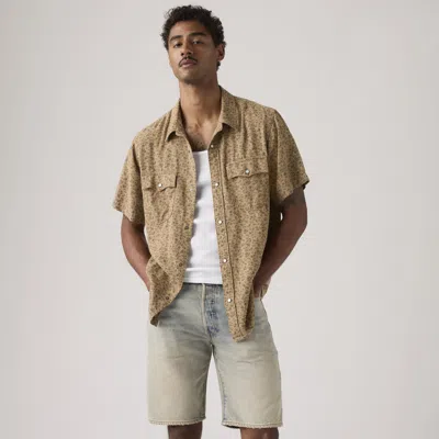 Levi's Short Sleeve Relaxed Fit Western Shirt In Brown