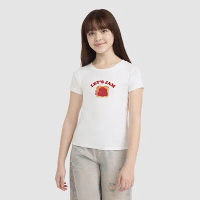 Levi's Short Sleeve Rib Meet And Greet Jam Knit Top Big Girls 7-16 S In White