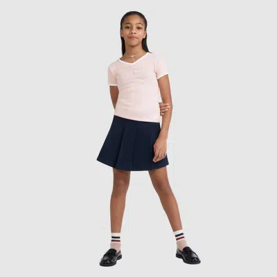 Levi's Short Sleeve Rosette Pointelle Knit Top Big Girls 7-16 Xl In Pink