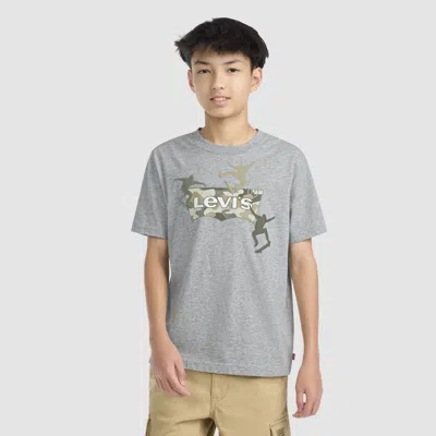 Levi's Short Sleeve Skate Camo Batwing Graphic Tee Big Boys 8-20 T-shirt M In Gray