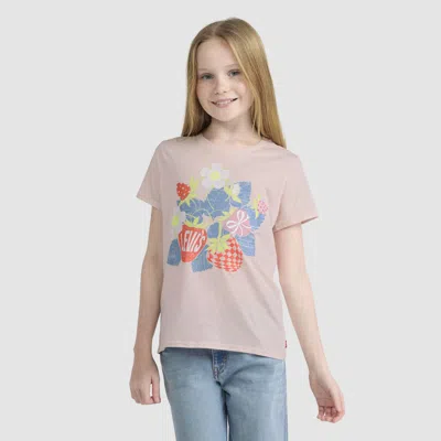 Levi's Short Sleeve Strawberry Graphic Tee Big Girls 7-16 T-shirt M In Pink