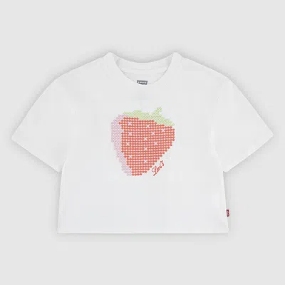 Levi's Short Sleeve Strawberry Graphic Tee Big Girls 7-16 T-shirt M In White