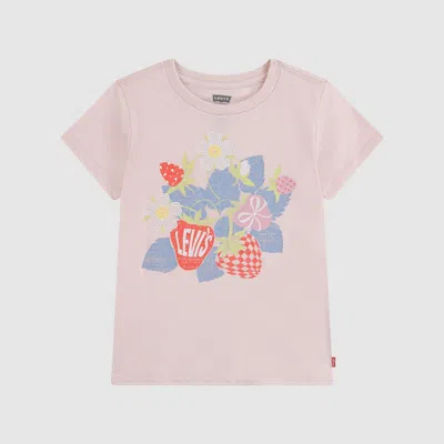 Levi's Short Sleeve Strawberry Graphic Tee Little Girls 4-6 T-shirt 6x In Blue