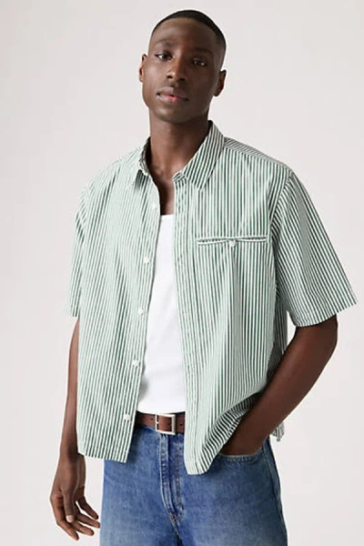 Levi's Short Sleeve Zandt Cropped Shirt In Green