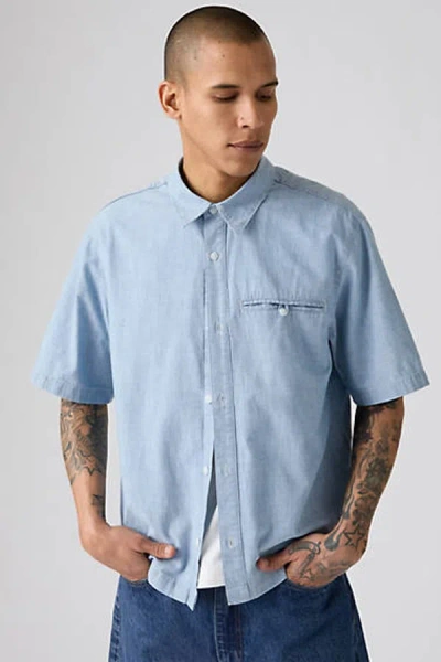 Levi's Short Sleeve Zandt Cropped Shirt In Blue