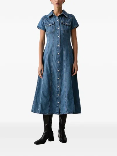 Levi's Short-sleeve Denim Midi Dress In Blue