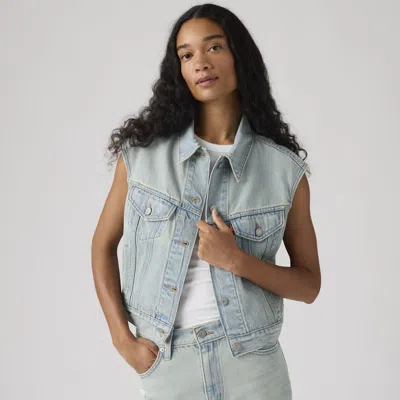 Levi's Shrunken '90s Trucker Jacket Vest In Blue