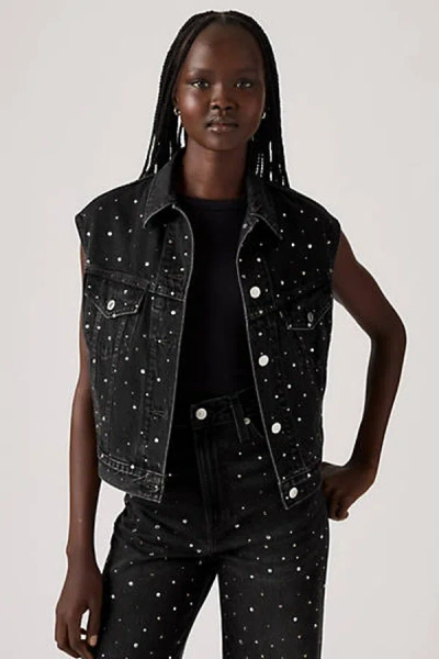 Levi's Shrunken '90s Trucker Waistcoat In Black