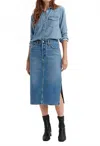 Levi's Side Slit Skirt In Blue
