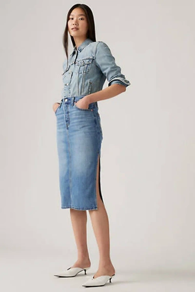 Levi's Side Slit Skirt In Blue