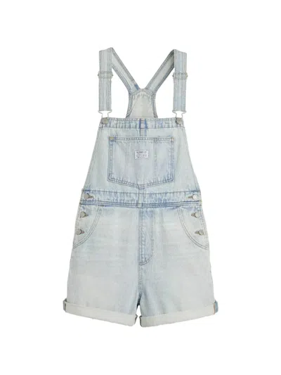 Levi's Vintage Shortalls Womens Medium Blue Denim Light Wash Cotton Blend Erk187 In Summer Job