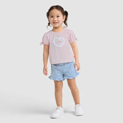Levi's Kids' Sleeve Bow Graphic Tee And Belted Short Toddler Set T-shirt In Pink