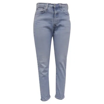Pre-owned Levi's Slim-fit Cropped Jeans In Light Blue Cotton