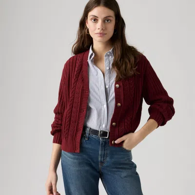 Levi's Snowflake Cardigan In Red