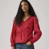 Levi's Soleil Wrap Blouse In Red