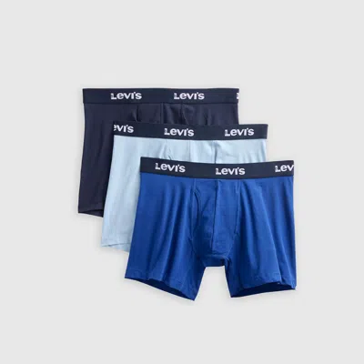 Levi's Solid Basic Boxer Briefs (3-pack) In Blue