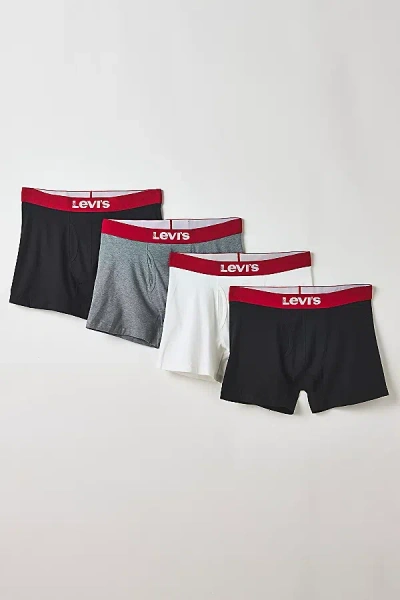 Levi's Solid Boxer Brief 4-pack In White/grey/black, Men's At Urban Outfitters In Multi