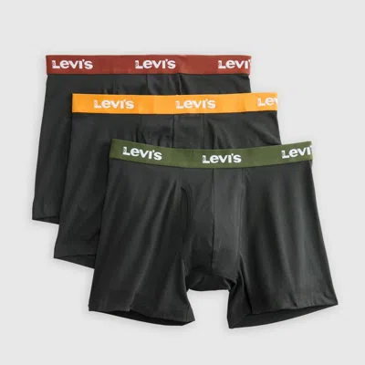 Levi's Solid Boxer Briefs (3-pack) In Black Gold