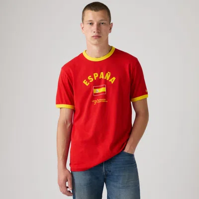 Levi's Men S Spain Ringer T-shirt Red In Animal Print