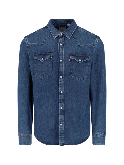 Levi's Strauss Men's 100% Cotton Western Shirt In Blue