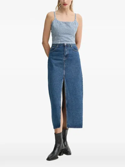 Levi's Striped Cropped Top In Blue