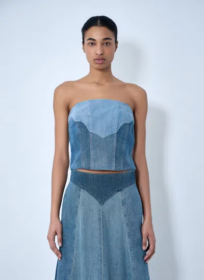 Levi's Structured Denim Bustier Top In Blue