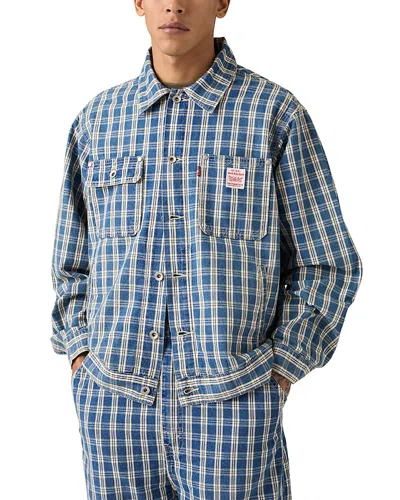 Levi's Worker Oversize Check Short Sleeve Button-up Shirt In Blue