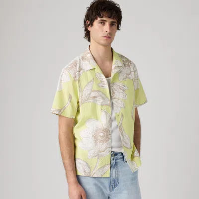 Levi's Sunset Standard Seersucker Camp Shirt In Sonny Floral Lily Green
