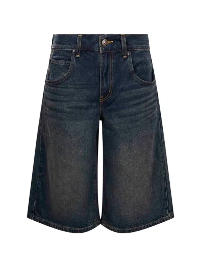 Levi's Super Baggy Faded-effect Knee-length Shorts In Blue