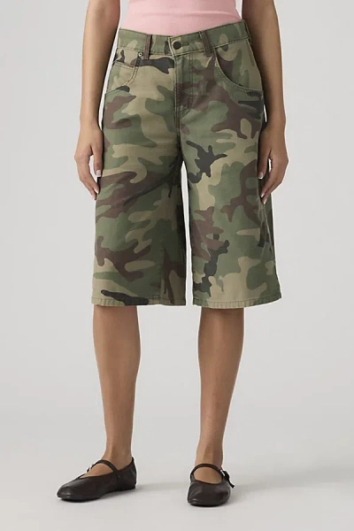 Levi's Super Baggy Mid-rise Jorts In Parkhill Camo, Women's At Urban Outfitters In Multi